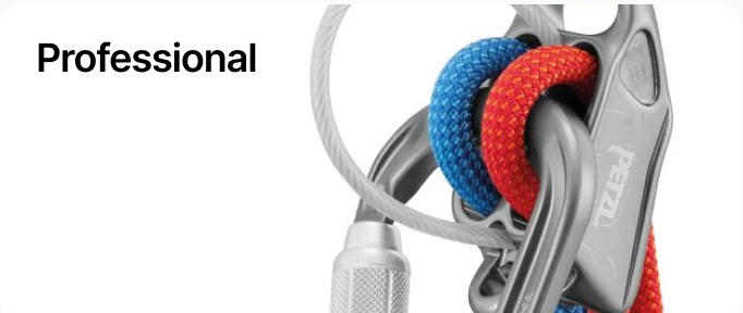 Carabiner with red and blue ropes